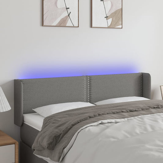 Testiera a LED Grigio Scuro 147x16x78/88 cm in Tessuto - homemem39