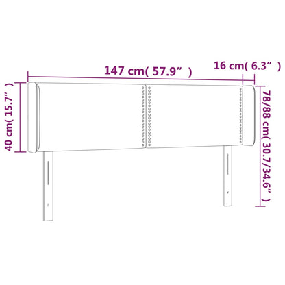 Testiera a LED Marrone Scuro 147x16x78/88 cm in Tessuto - homemem39