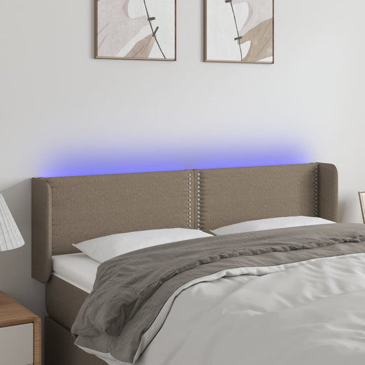 Testiera a LED Tortora 147x16x78/88 cm in Tessuto - homemem39