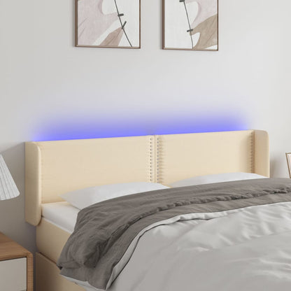 Testiera a LED Crema 147x16x78/88 cm in Tessuto - homemem39