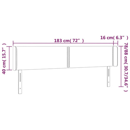 Testiera a LED Marrone Scuro 183x16x78/88 cm in Tessuto - homemem39