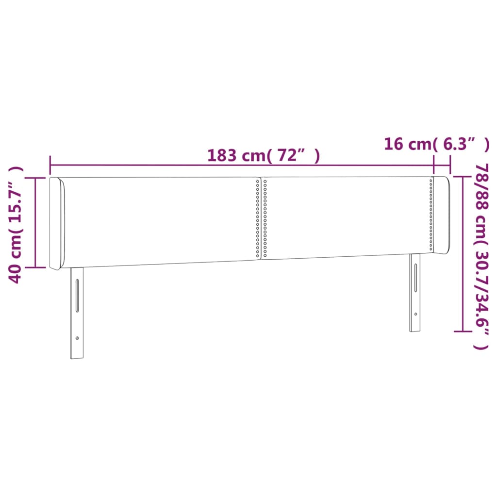 Testiera a LED Crema 183x16x78/88 cm in Tessuto - homemem39