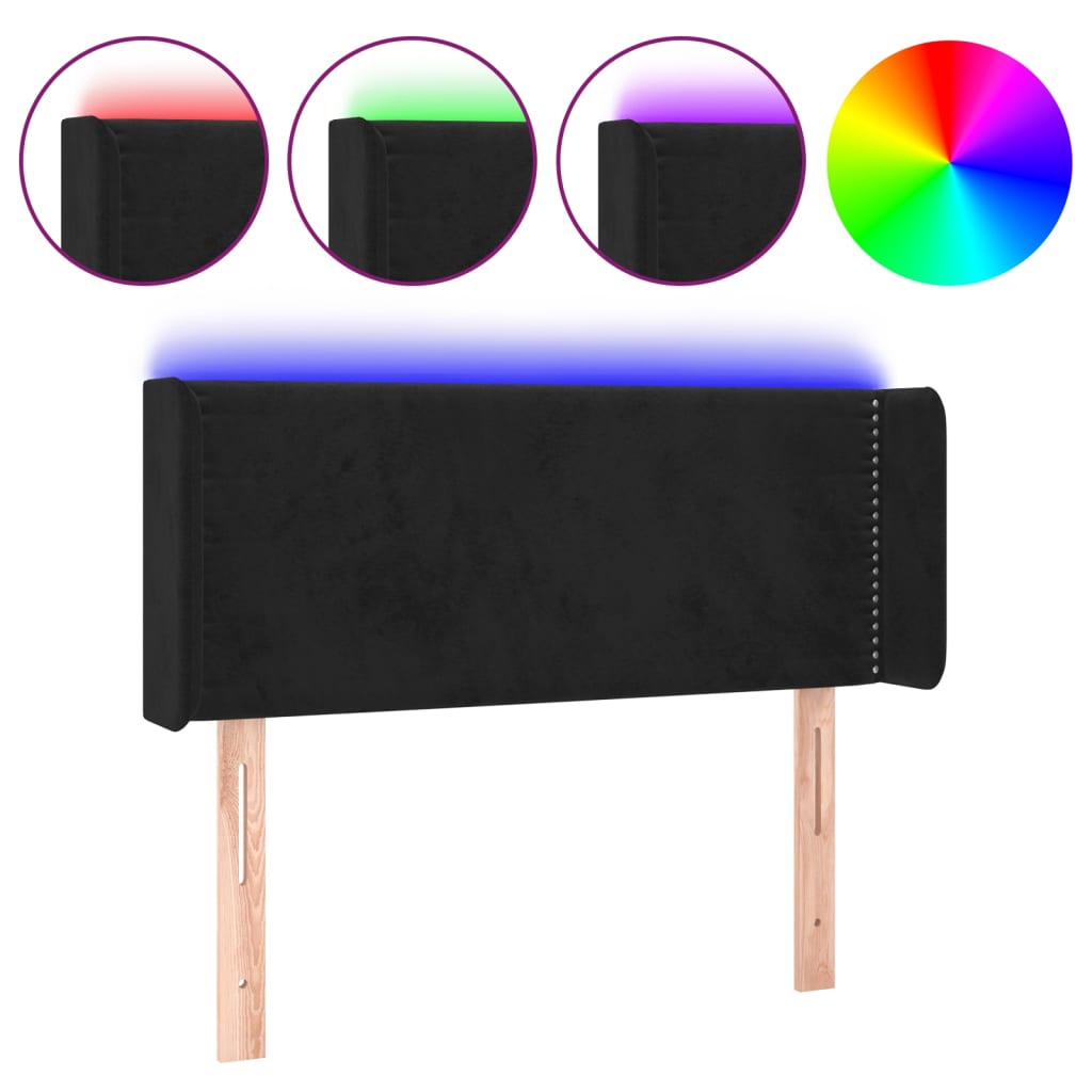 Testiera a LED Nera 83x16x78/88 cm in Velluto - homemem39