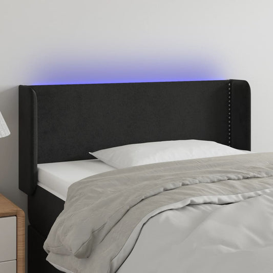Testiera a LED Nera 103x16x78/88 cm in Velluto - homemem39