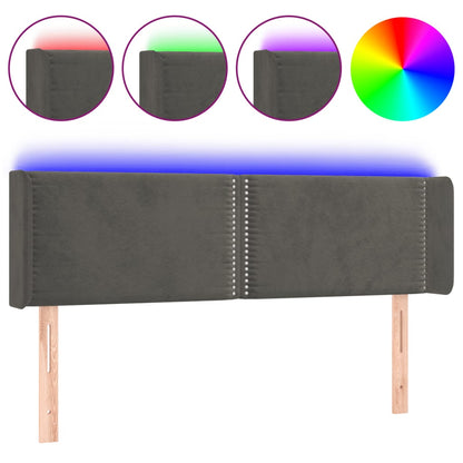 Testiera a LED Grigio Scuro 147x16x78/88 cm in Velluto - homemem39