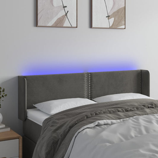 Testiera a LED Grigio Scuro 147x16x78/88 cm in Velluto - homemem39
