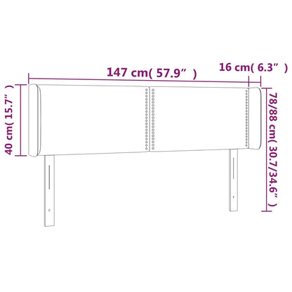 Testiera a LED Nera 147x16x78/88 cm in Velluto - homemem39