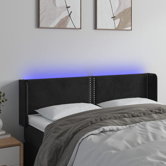 Testiera a LED Nera 147x16x78/88 cm in Velluto - homemem39