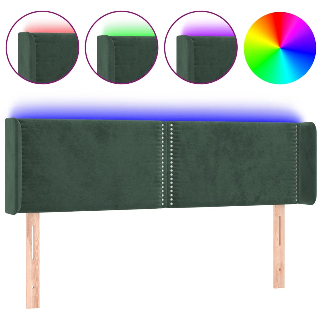 Testiera a LED Verde Scuro 147x16x78/88 cm in Velluto - homemem39