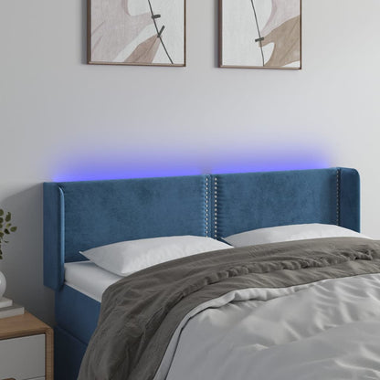 Testiera a LED Blu Scuro 147x16x78/88 cm in Velluto - homemem39