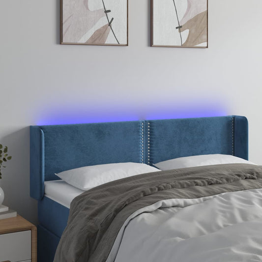 Testiera a LED Blu Scuro 147x16x78/88 cm in Velluto - homemem39