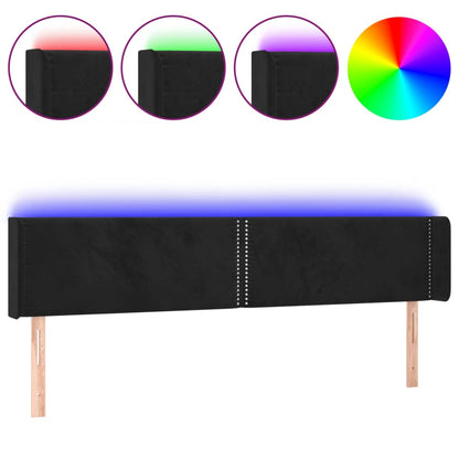 Testiera a LED Nera 163x16x78/88 cm in Velluto - homemem39