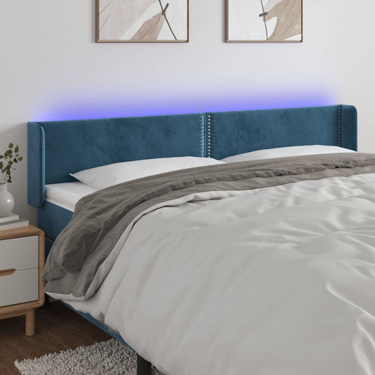 Testiera a LED Blu Scuro 163x16x78/88 cm in Velluto - homemem39