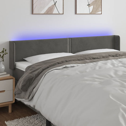 Testiera a LED Grigio Scuro 183x16x78/88 cm in Velluto - homemem39
