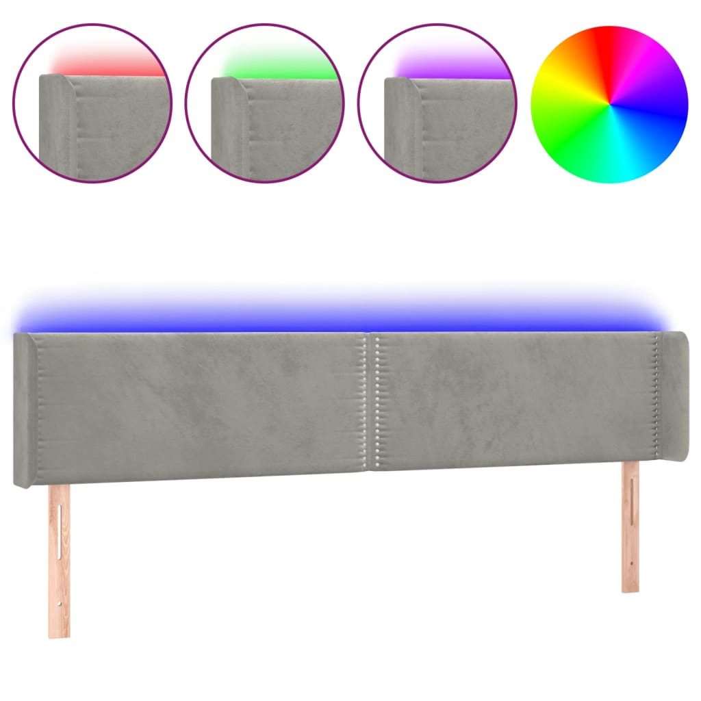 Testiera a LED Grigio Chiaro 203x16x78/88 cm in Velluto - homemem39