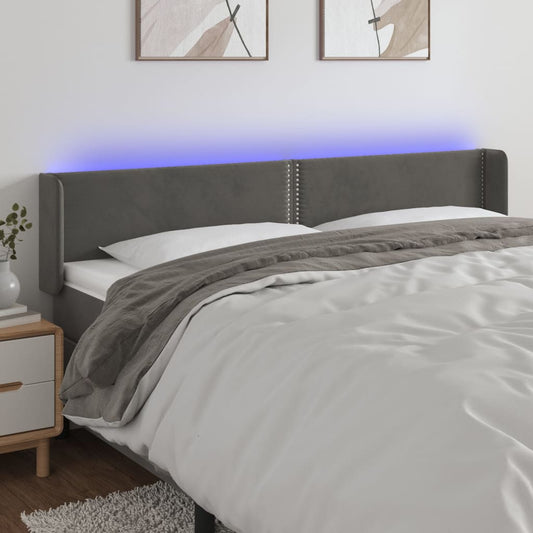 Testiera a LED Grigio Scuro 203x16x78/88 cm in Velluto - homemem39