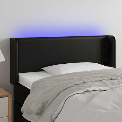 Testiera a LED Nera 93x16x78/88 cm in Similpelle
