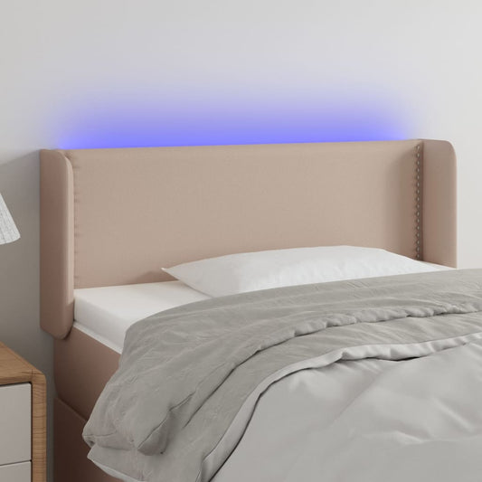 Testiera Cappuccino a LED 93x16x78/88 cm in Similpelle - homemem39