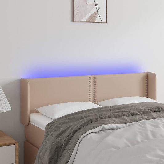 Testiera Cappuccino a LED 147x16x78/88 cm in Similpelle - homemem39