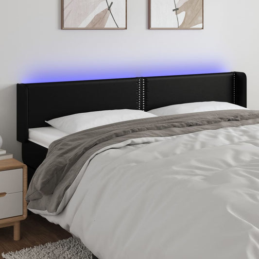 Testiera a LED Nera 163x16x78/88 cm in Similpelle - homemem39