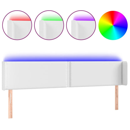 Testiera a LED Bianca 163x16x78/88 cm in Similpelle - homemem39