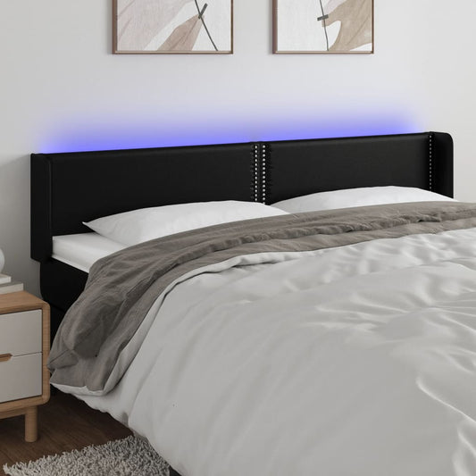 Testiera a LED Nera 183x16x78/88 cm in Similpelle - homemem39