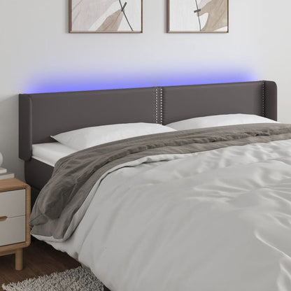 Testiera a LED Grigia 183x16x78/88 cm in Similpelle - homemem39