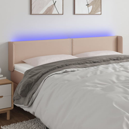 Testiera Cappuccino a LED 183x16x78/88 cm in Similpelle - homemem39
