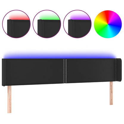 Testiera a LED Nera 203x16x78/88 cm in Similpelle - homemem39
