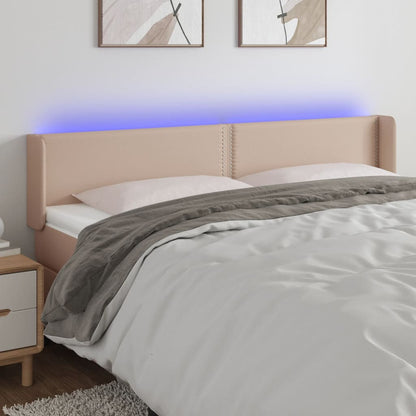 Testiera Cappuccino a LED 203x16x78/88 cm in Similpelle - homemem39