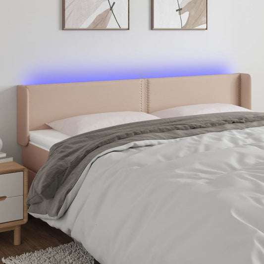 Testiera Cappuccino a LED 203x16x78/88 cm in Similpelle - homemem39