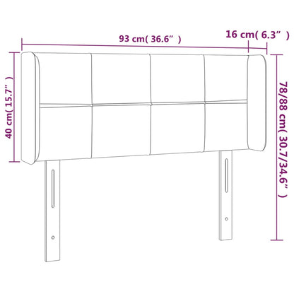 Testiera a LED Nera 93x16x78/88 cm in Tessuto