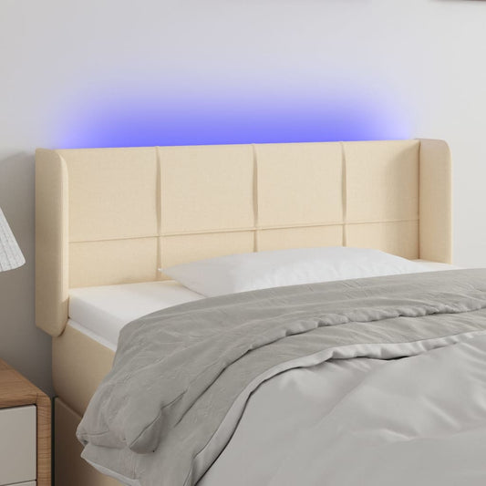 Testiera a LED Crema 93x16x78/88 cm in Tessuto - homemem39
