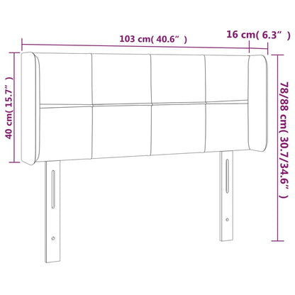 Testiera a LED Tortora 103x16x78/88 cm in Tessuto - homemem39
