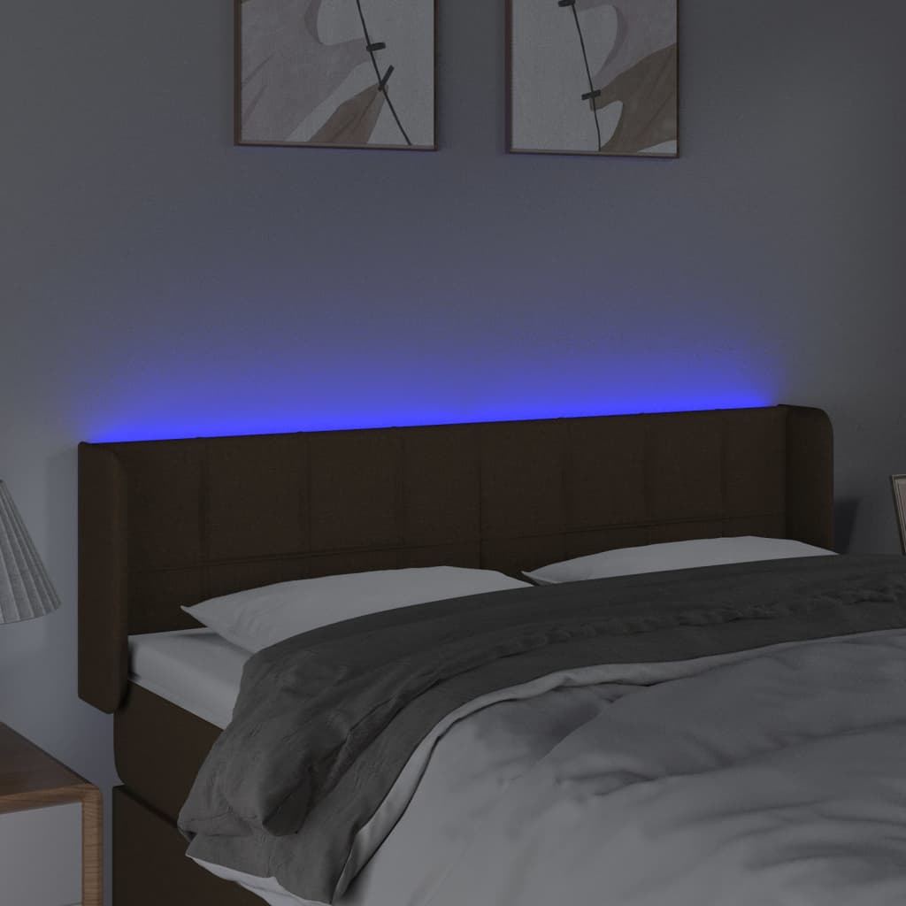 Testiera a LED Marrone Scuro 147x16x78/88 cm in Tessuto - homemem39