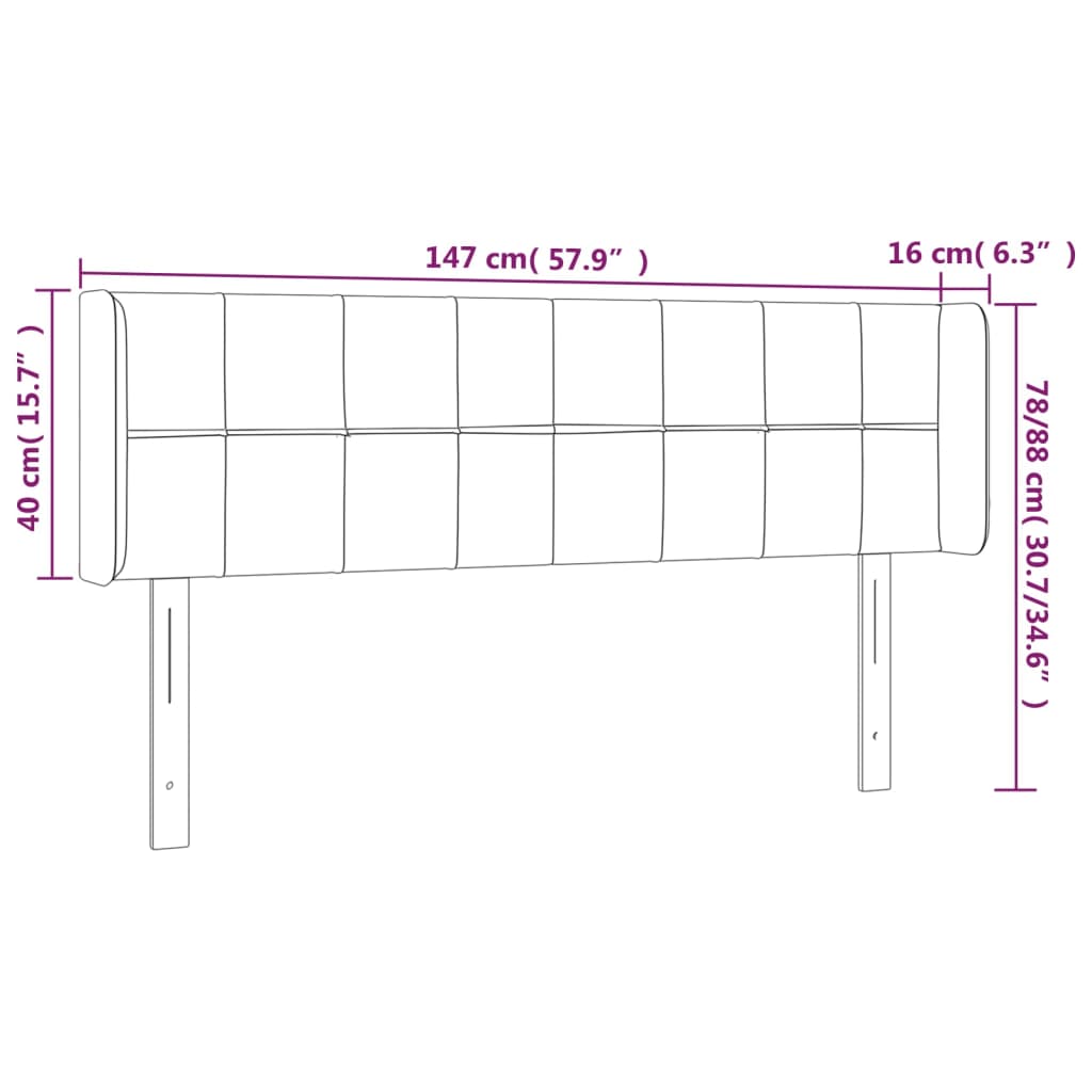 Testiera a LED Marrone Scuro 147x16x78/88 cm in Tessuto - homemem39