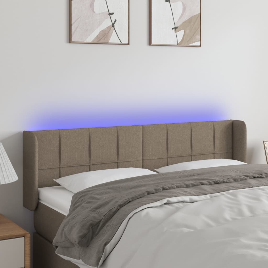 Testiera a LED Tortora 147x16x78/88 cm in Tessuto - homemem39