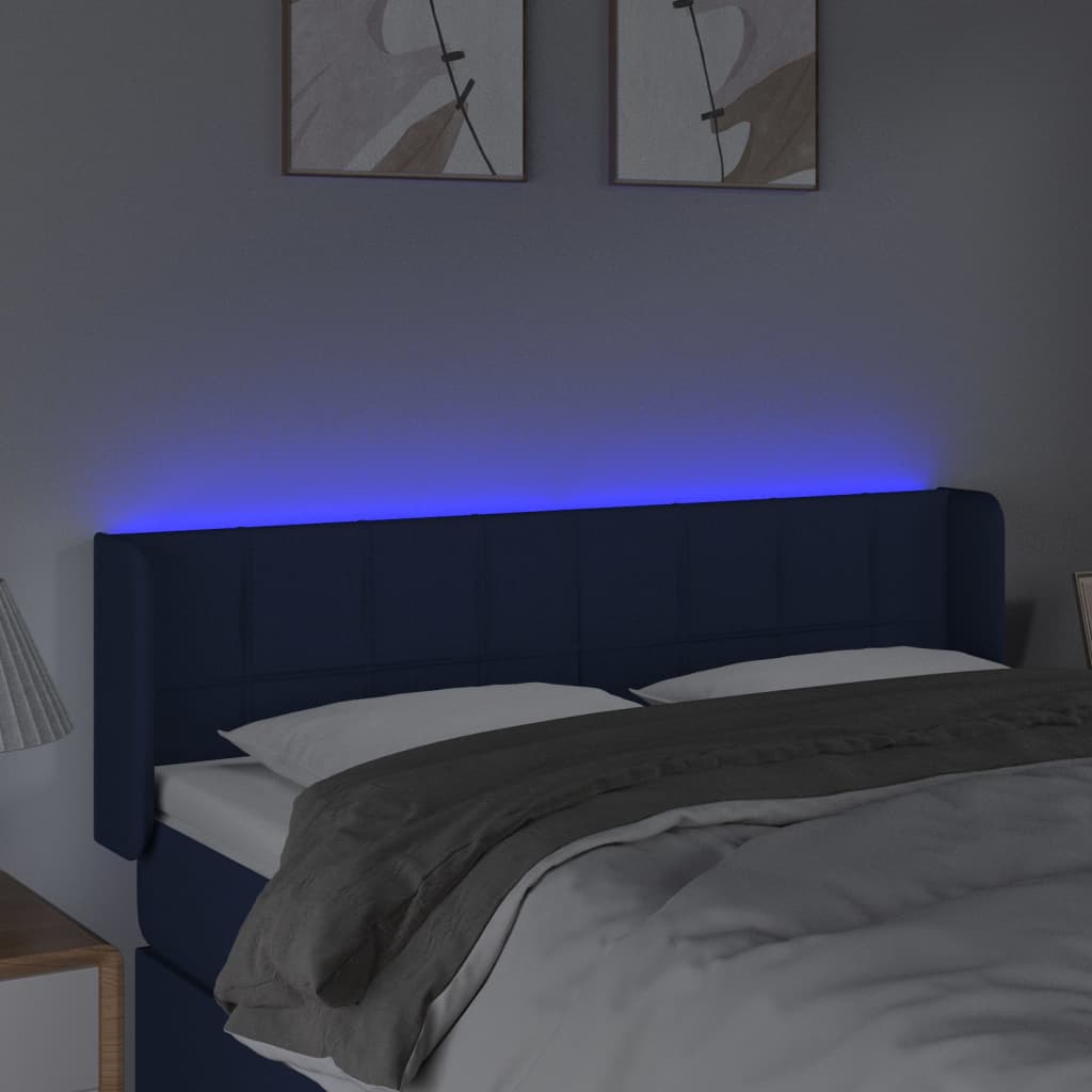 Testiera a LED Blu 147x16x78/88 cm in Tessuto - homemem39