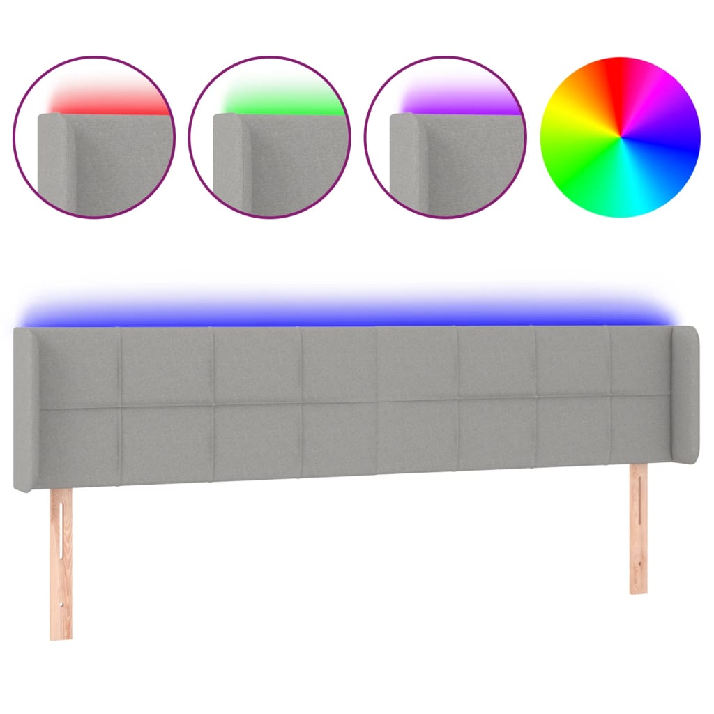 Testiera a LED Grigio Chiaro 163x16x78/88 cm in Tessuto - homemem39