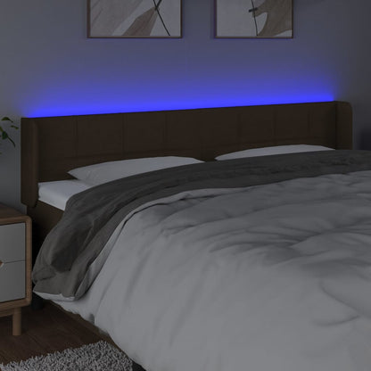 Testiera a LED Marrone Scuro 163x16x78/88 cm in Tessuto - homemem39