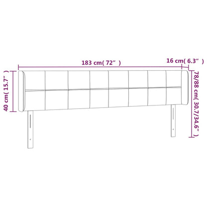 Testiera a LED Grigio Scuro 183x16x78/88 cm in Tessuto - homemem39