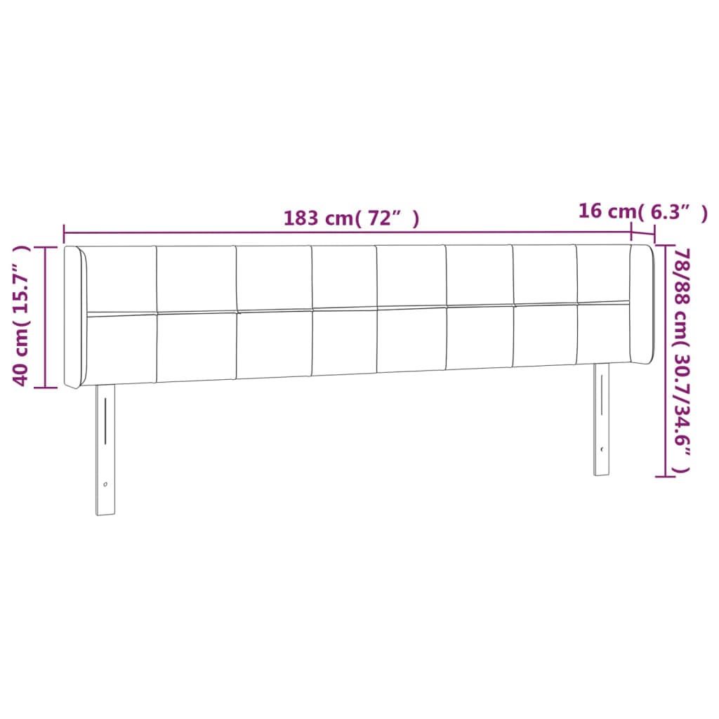 Testiera a LED Marrone Scuro 183x16x78/88 cm in Tessuto - homemem39