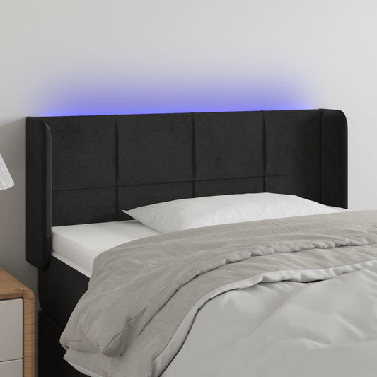 Testiera a LED Nera 93x16x78/88 cm in Velluto - homemem39