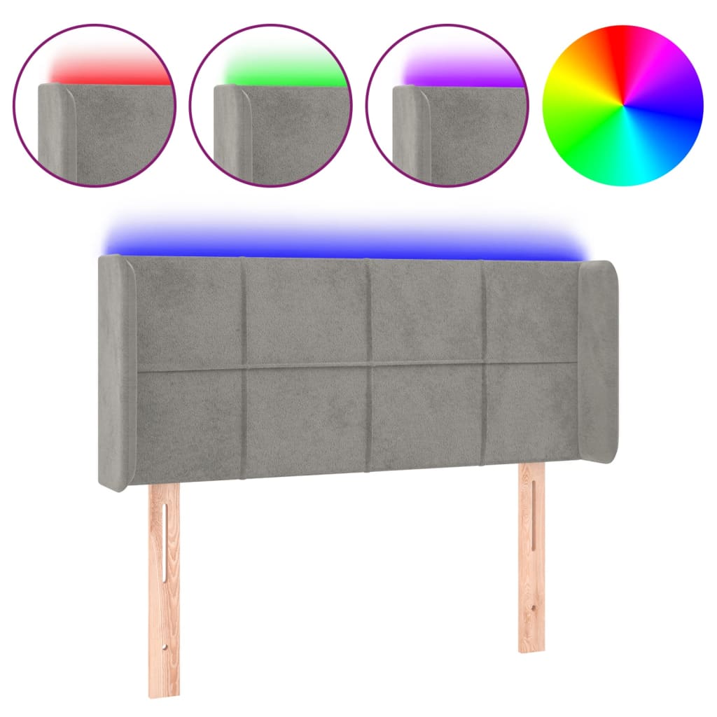 Testiera Grigio Chiaro a LED 103x16x78/88 cm in Velluto - homemem39