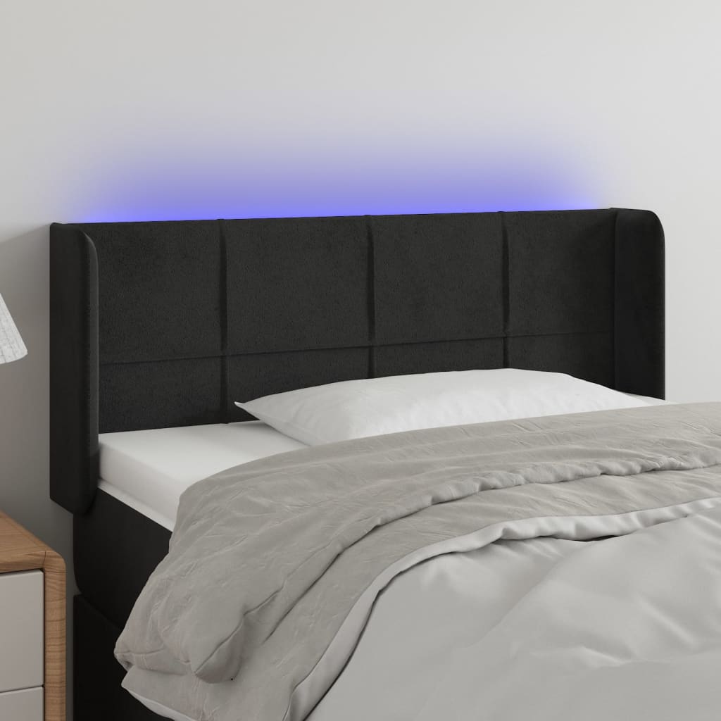 Testiera a LED Nera 103x16x78/88 cm in Velluto - homemem39
