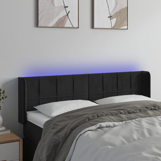 Testiera a LED Nera 147x16x78/88 cm in Velluto - homemem39