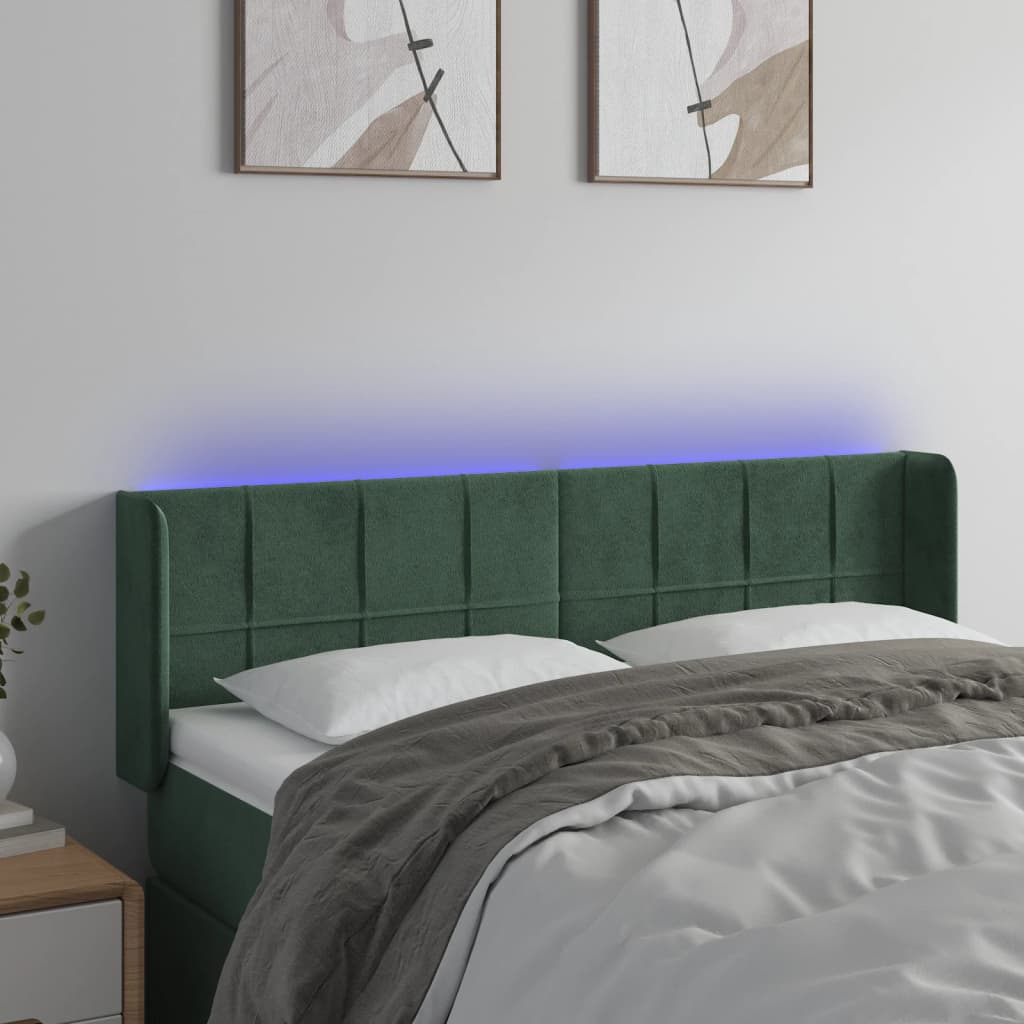 Testiera a LED Verde Scuro 147x16x78/88 cm in Velluto - homemem39