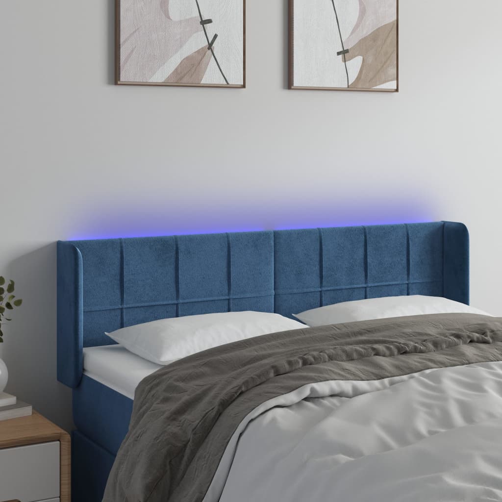 Testiera a LED Blu Scuro 147x16x78/88 cm in Velluto - homemem39