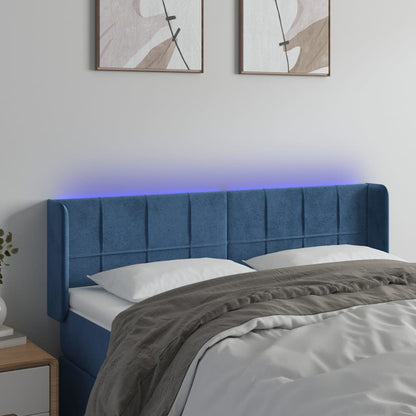 Testiera a LED Blu Scuro 147x16x78/88 cm in Velluto - homemem39
