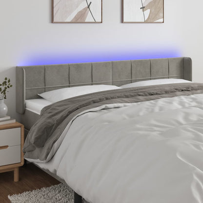 Testiera a LED Grigio Chiaro 163x16x78/88 cm in Velluto - homemem39
